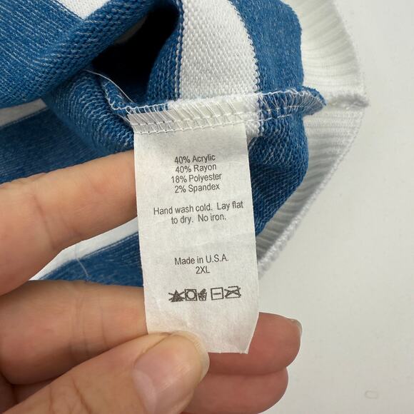 ELHOFFER Nautical Crop Fitted Knit Tank Size 2X US L Crew Neck Sailor Stripe USA - Picture 4 of 8